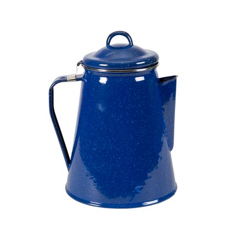 Enamel Percolator Coffee Pot & 4 Mug Set - Blue - Stansport