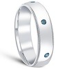 Pompeii3 Mens Blue Diamond Wedding Ring 10K White Gold - 2 of 4