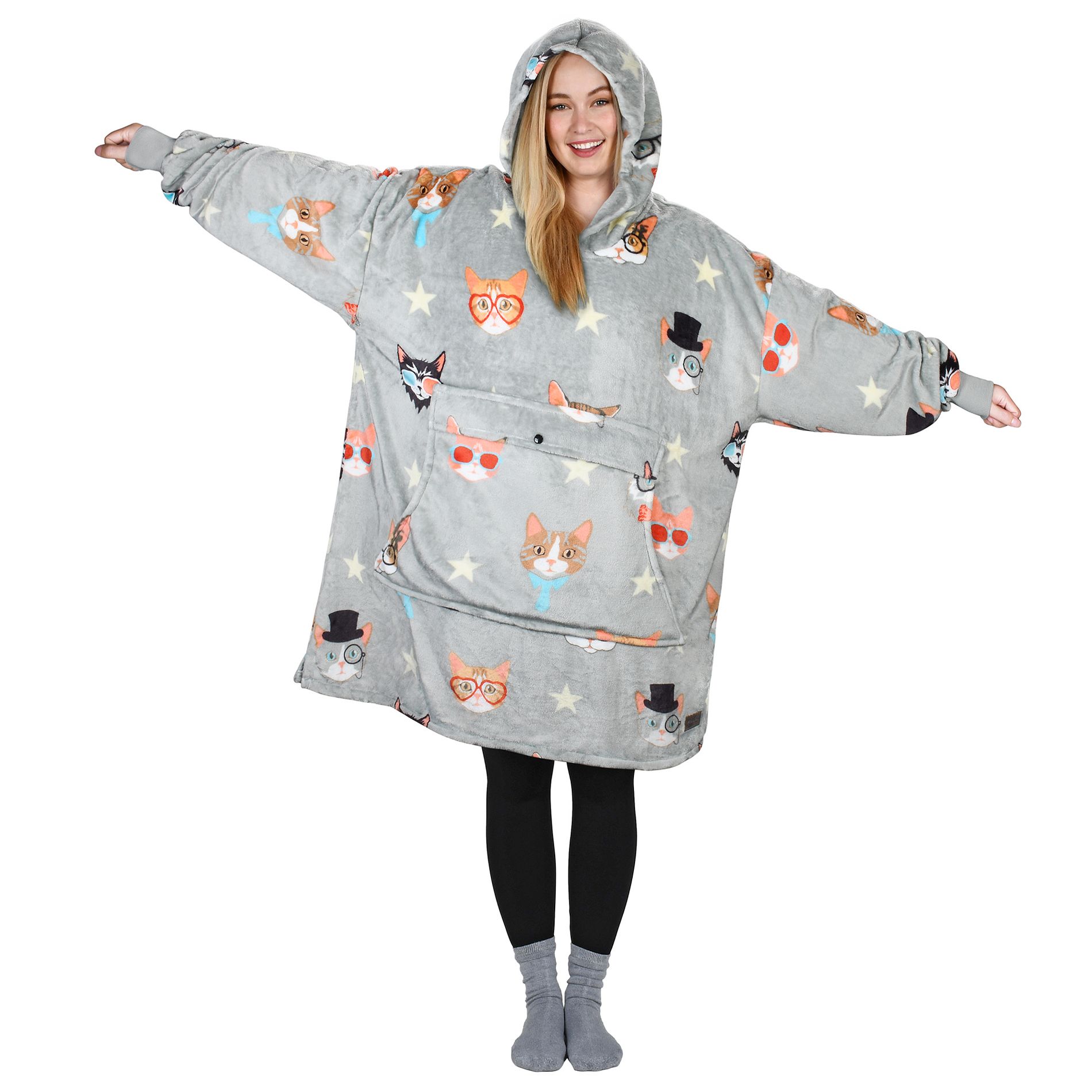 Catalonia Women's Casual Blanket Hoodie Sweatshirt, Cozy Fleece Blanket Pullover Sweater with front Pocket, Clothing Cozy Gift for Wife Woman