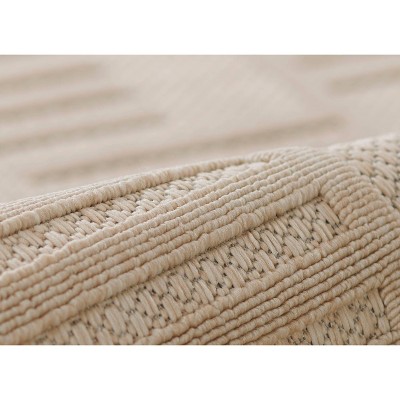 Beige Geometric Rectangular Indoor/Outdoor Rug 5'3" x 7'6"
