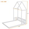 NicBex Kids Montessori Bed with House-shaped Headboard,Floor Bed with Semi-fence Design,Twin/Fill Size Toddler bed for Bedroom,Gray/White/Brown - 3 of 4