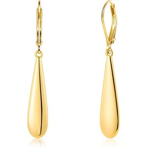 925 Sterling Silver Long Teardrop Dangle Earrings for Women Hypoallergenic Drop Leverback Earrings Trendy Silver Long - 1 of 4