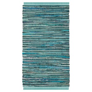 Turquoise Spacedye Design Flatweave Woven Accent Rug 3