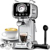 ELJGET Espresso Coffee Maker, 20 Bar Pump Cappuccino Latte Maker with ESE POD Filter & Milk Frother Steam Wand, Silver - 2 of 4