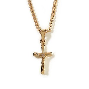 Dicksons Embossed Crucifix in Glossy Finish Gold-Plated 18-Inch Pendant Necklace - 1 of 1