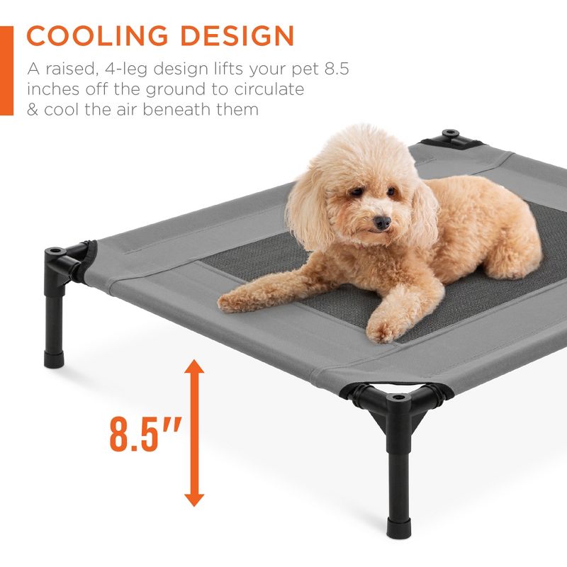 Best Choice Products 30in Elevated Cooling Dog Bed, Outdoor Raised Mesh Pet Cot w/ Removable Canopy, Carrying Bag, 4 of 9