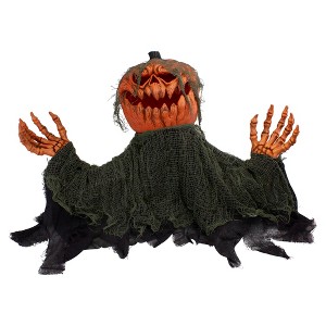 Northlight 30" Black and Orange Animated Pumpkin Halloween Decoration - 1 of 4