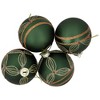 Northlight Holly Berry Christmas Glass Ball Ornaments - 3" - Green and Gold - 4ct - 4 of 4