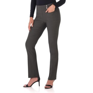 Rekucci Women's Pull-On Straight Leg Pants with Pockets & Tummy Control – Office Workwear Stretch Trousers - 1 of 4