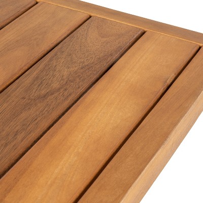 Gray and Teak Brown Acacia Wood 3-Piece Outdoor Bar Set