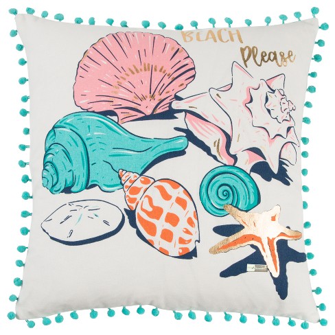 Simply Southern Sea Shells Throw Pillow Blue Rizzy Home Target