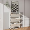 TiramisuBest Narrow Freestanding Shoe Storage Cabinet with 2 Flip Drawers, Natural Wood Legs – 8-16 Pairs Slim Entryway Organizer (Natural+White) - 2 of 4