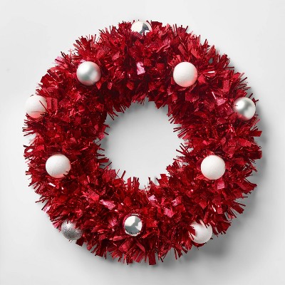 16in Tinsel Christmas Wreath with Shatter-Resistant Ornaments - Wondershop™