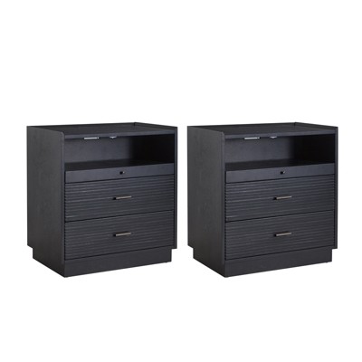 Alcide Nightstand with USB and LED Light Set of 2| ARTFUL LIVING DESIGN