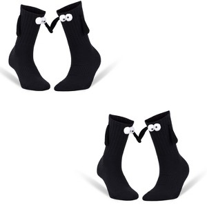 Magnetic Holding Hands Couple Socks – 2 Pairs, Soft Cotton, Fun Romantic Gift, Valentine’s Day Socks, Shoe Size 5-10 - 1 of 4
