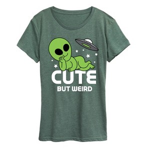 Women's - Instant Message - Alien Cute But Weird Short Sleeve Graphic T-Shirt - 1 of 4
