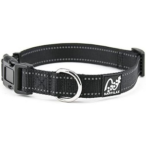 Happilax Size-Adjustable Dog Collar Reflective Nylon Dog Collar, Black - 1 of 4