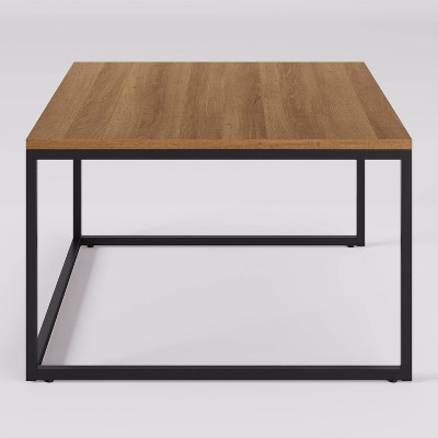 Fort Worth Brown Wood and Black Metal Square Nesting Coffee Tables