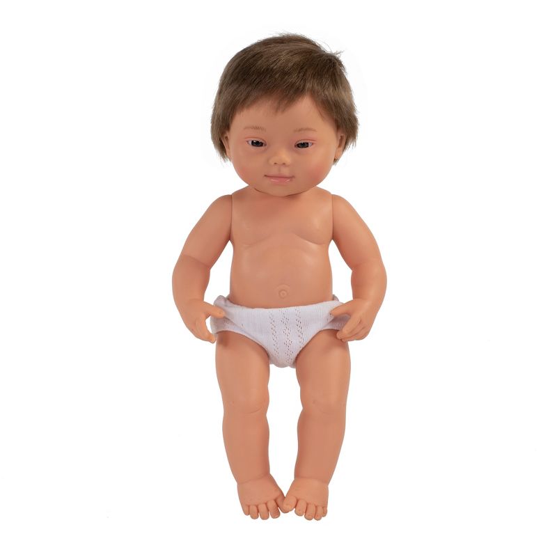 Miniland Educational Anatomically Correct 15" Baby Doll, Down Syndrome Boy, Brown Hair, 1 of 7