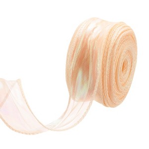 Unique Bargains Gift Wrapping Wide Sheer Wired Pastel Shimmer Iridescent Chiffon Ribbons 1 Pc - 1 of 4