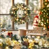 Christmas Wreath, Pre-Lit Xmas Wreath for Front Door with Gold Bowknot, Artificial Holiday Accent with Ball Ornaments, Ribbons, Pine Cones - 3 of 4