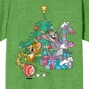 Tom & Jerry Opening Presents Christmas Tree Art Women's Green Heather T-Shirt - 2 of 3