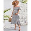 Clearlove Maternity Dress Womens Floral Split Boho Smocked Photoshoot Baby Shower Ruffle Sleeve Pregnancy Dress - 3 of 4