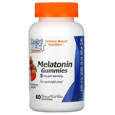 Doctor's Best Melatonin Gummies, Strawberry Delight, 5 mg, 60 Gummies, Dietary Supplements