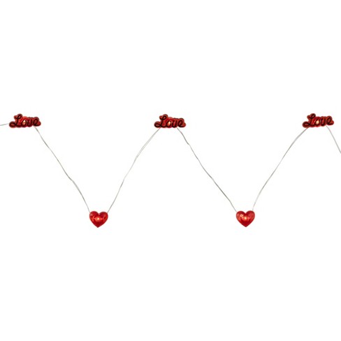 20-Count Red LED Mini Hearts Valentine's Day Lights - 4.75ft, White Wire