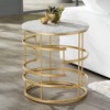 Studio 55D Brassica Modern Metal Round Geometric Tea Table 23 3/4" Wide Gold Cream Gray Faux Marble Tabletop for Living Room Bedroom House - 2 of 4