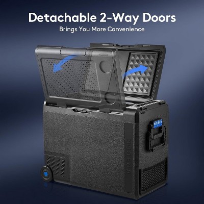 Black Portable Compressor Cooled Car Refrigerator with Flip-Up Lid