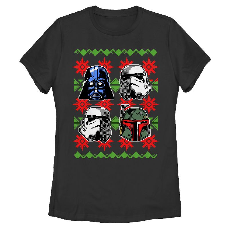 Women's Star Wars Ugly Christmas Empire Helmets T-Shirt, 1 of 4