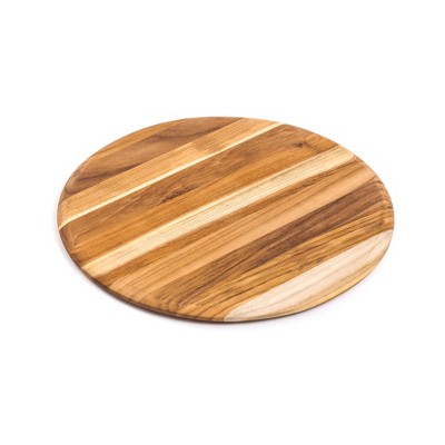 TeakHaus Elegant Edge Grain Teakwood 13 Inch Round Cutting and Serving Board