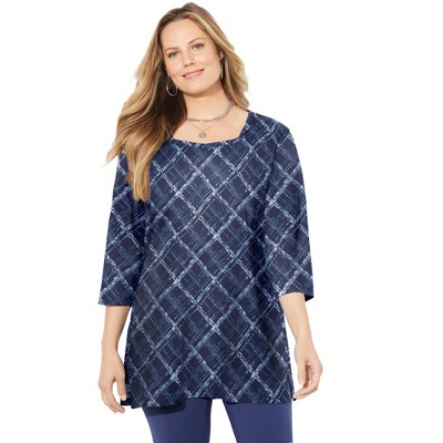 Catherines Women's Plus Size Easy Fit Squareneck Tunic