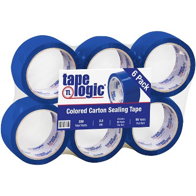 Tape Logic 2"W x 55 Yards x 2.2 mil Carton Sealing Tape Blue Pack of 6 (T90122B6PK)