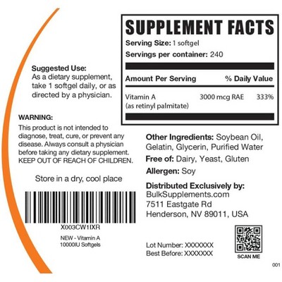 BulkSupplements Vitamin A Softgels