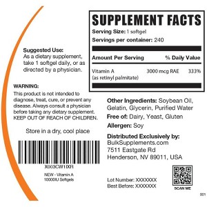 BulkSupplements Vitamin A Softgels - 1 of 4