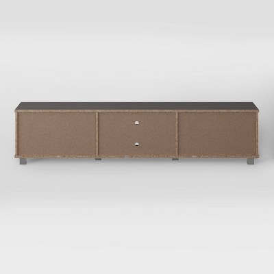 Dark Gray Wood Grain TV Stand with Cabinets for TVs up to 85"