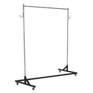 TROPOW Z-Shape Steel Garment Rack with Wheels, 2 PVC Dust Covers (60x50x110/90cm) for Retail/Closet Storage - 1 of 4