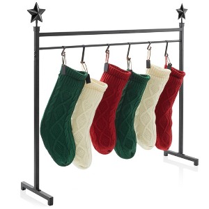 Casafield 3ft Christmas Stocking Holder Stand Display for Home with Hooks, Name Tags, and Chalk Marker -Black - 1 of 4
