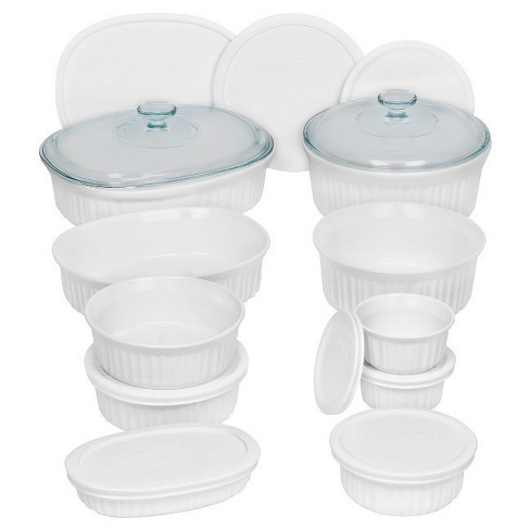 Corningware French White 18pc Round & Oval Bakeware Set