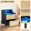 Rattan Nightstand with Charging Station, Wooden Accent End Table with 2 Drawers, Sofa Side Table for Living Room Bedroom - 3 of 4