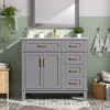 TIRAMISUBEST 36" Modern Bathroom Vanity with Ceramic Sink, Free Standing Cabinet with Soft Close Doors & 4 Drawers - 2 of 4