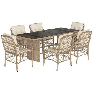 vidaXL Garden Dining Set Beige, Cream white - 1 of 4