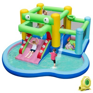 Safstar 5-in-1 Inflatable Bounce House with Slide Splash Pool Ball Pit & Basket Hoop - 1 of 4