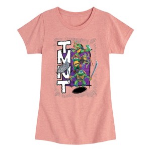 Girls' - Teenage Mutant Ninja Turtles - Donatello, Raphael, Leonardo, & Michelangelo Fitted Short Sleeve Graphic T-Shirt - 1 of 4