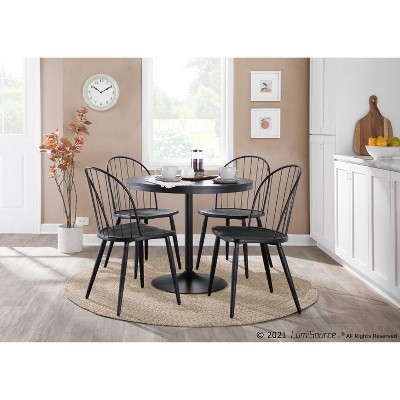 36" Dakota Black Distressed Wood & Metal Round Dining Table