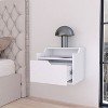 PAGED Wall Mounted Nightstand Modern Wooden Bedside Table with Storage Drawer and Open Shelf, Night Stand for Bedroom, Living Room - 2 of 4
