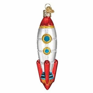 Old World Christmas Blown Glass Ornament for Christmas Tree, Toy Rocket Ship - 1 of 4