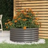 vidaXL Garden Planter – Robust Powder-Coated Steel Construction – Gray Round Planter for Outdoor Gardens, Patios, and Balconies– Rust - 2 of 4
